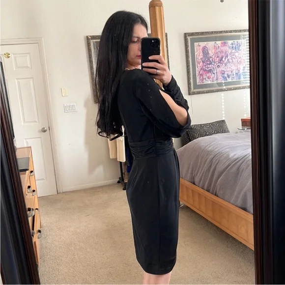 Faviana Glamour Black dress size 2 long sleeve - Picture 6 of 10